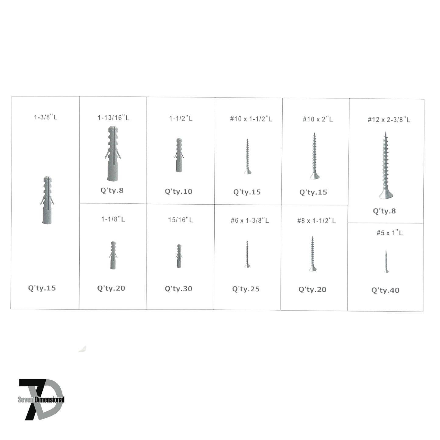 Wood Screw Anchor Assortment 206 PCS