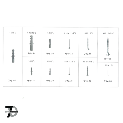 Wood Screw Anchor Assortment 206 PCS
